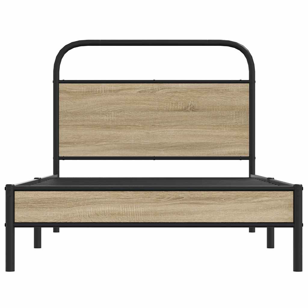 Bettgestell ohne Matratze 107x203 cm Räuchereiche Holzwerkstoff