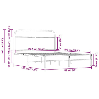 Bettgestell ohne Matratze 135x190 cm Räuchereiche Holzwerkstoff