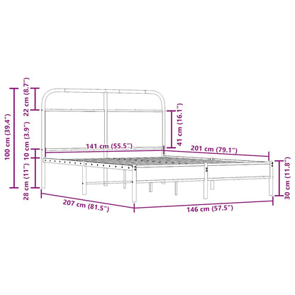 Bettgestell ohne Matratze 140x200 cm Räuchereiche Holzwerkstoff