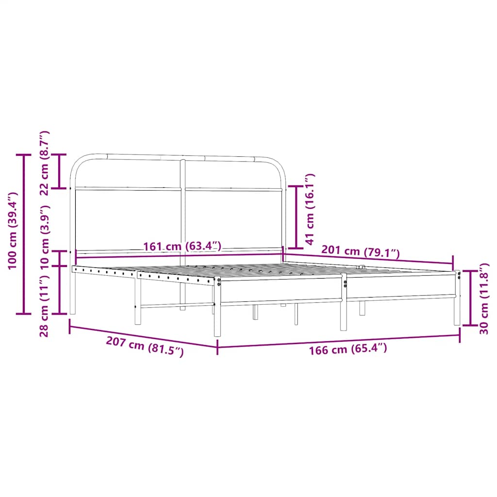 Bettgestell ohne Matratze 160x200 cm Räuchereiche Holzwerkstoff