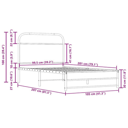 Bettgestell ohne Matratze 100x200 cm Räuchereiche Holzwerkstoff