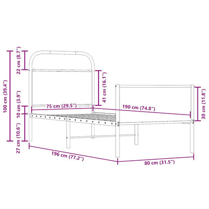 Bettgestell ohne Matratze 75x190 cm Sonoma-Eiche Holzwerkstoff