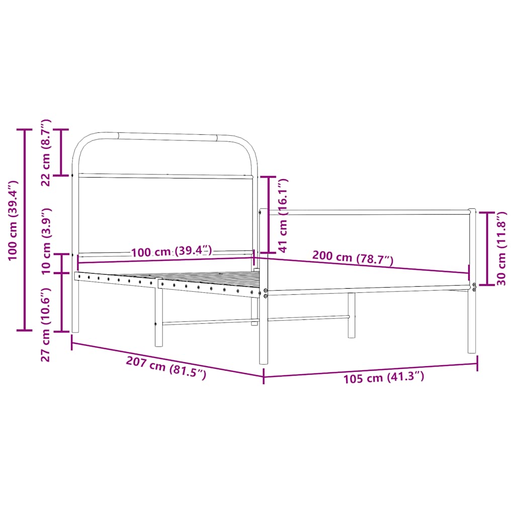 Bettgestell ohne Matratze 100x200 cm Sonoma-Eiche Holzwerkstoff