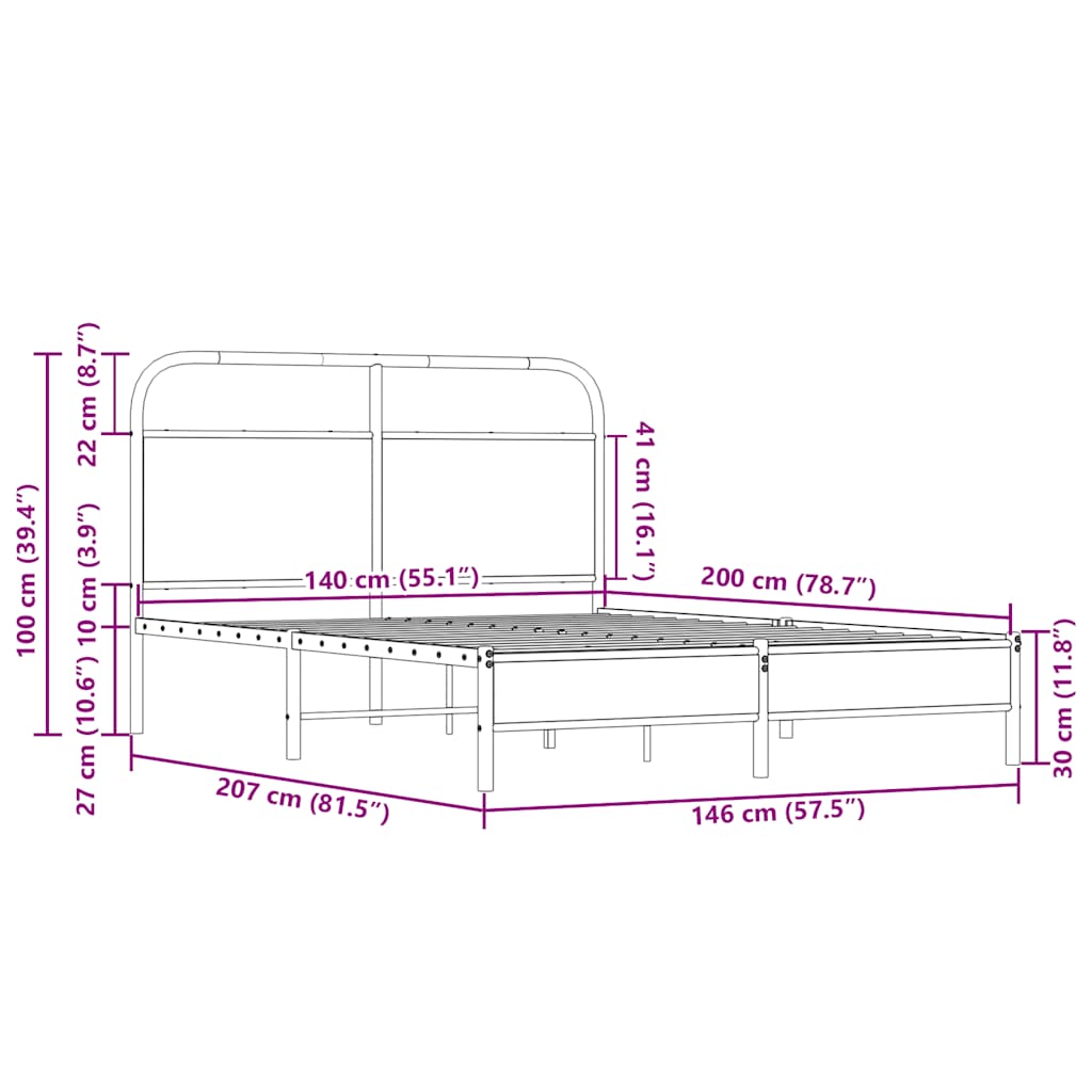 Bettgestell ohne Matratze 140x200 cm Sonoma-Eiche Holzwerkstoff