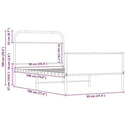 Bettgestell ohne Matratze 90x190 cm Sonoma-Eiche Holzwerkstoff