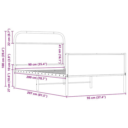 Bettgestell ohne Matratze 90x200 cm Sonoma-Eiche Holzwerkstoff