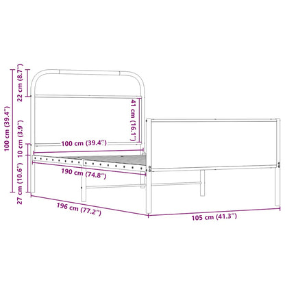 Bettgestell ohne Matratze 100x190 cm Sonoma-Eiche Holzwerkstoff