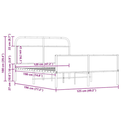 Bettgestell ohne Matratze 120x190 cm Sonoma-Eiche Holzwerkstoff