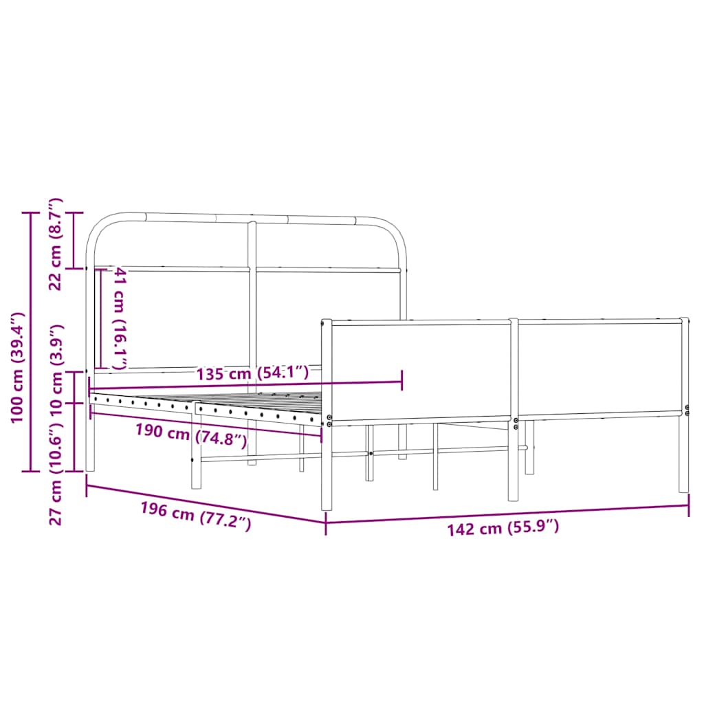 Bettgestell ohne Matratze 135x190 cm Sonoma-Eiche Holzwerkstoff