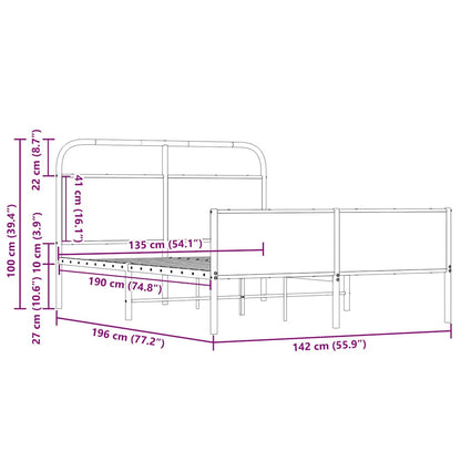 Bettgestell ohne Matratze 135x190 cm Sonoma-Eiche Holzwerkstoff