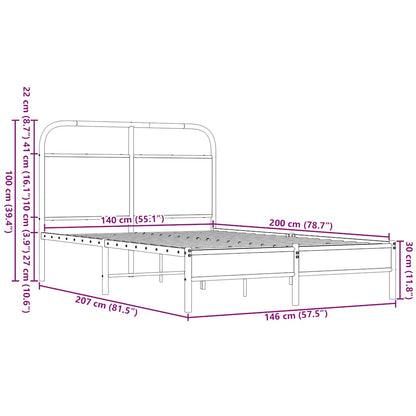 Bettgestell ohne Matratze 140x200 cm Braun Eichen-Optik