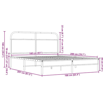 Bettgestell ohne Matratze 160x200 cm Braun Eichen-Optik