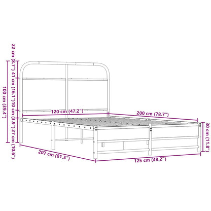 Bettgestell ohne Matratze 120x200 cm Braun Eichen-Optik