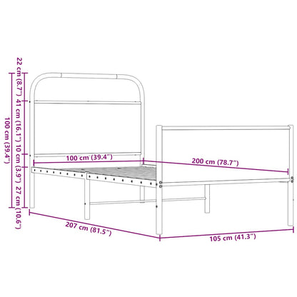 Bettgestell ohne Matratze 100x200 cm Braun Eichen-Optik