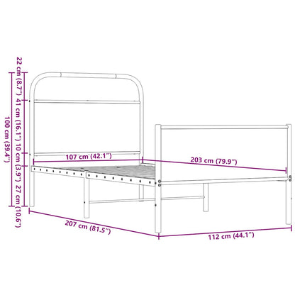 Bettgestell ohne Matratze 107x203 cm Braun Eichen-Optik