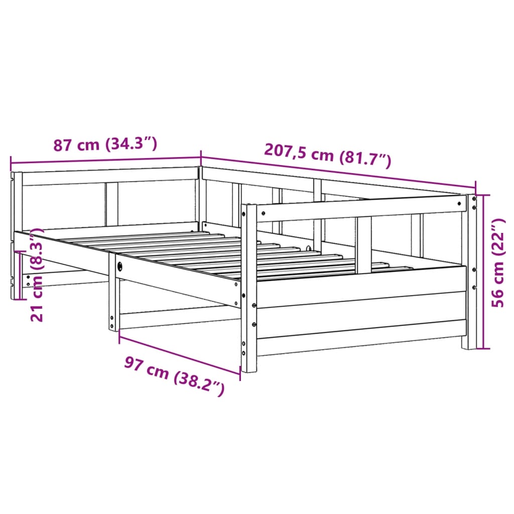 Tagesbett mit Matratze 80x200 cm Massivholz Kiefer