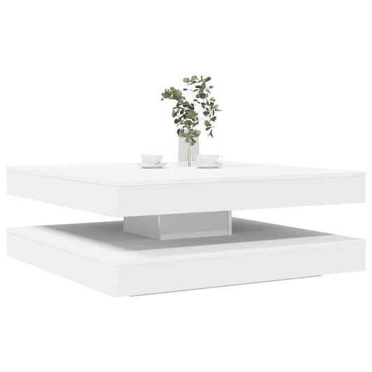 Couchtisch 360-Grad Drehbar Weiß 90x90x34,5 cm