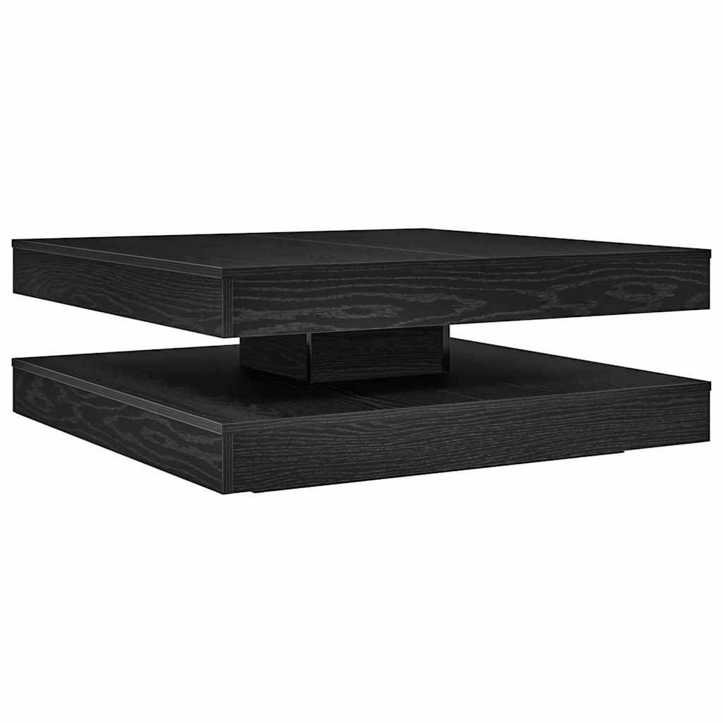 Couchtisch 360-Grad Drehbar Schwarz Eichen-Optik 90x90x34,5 cm