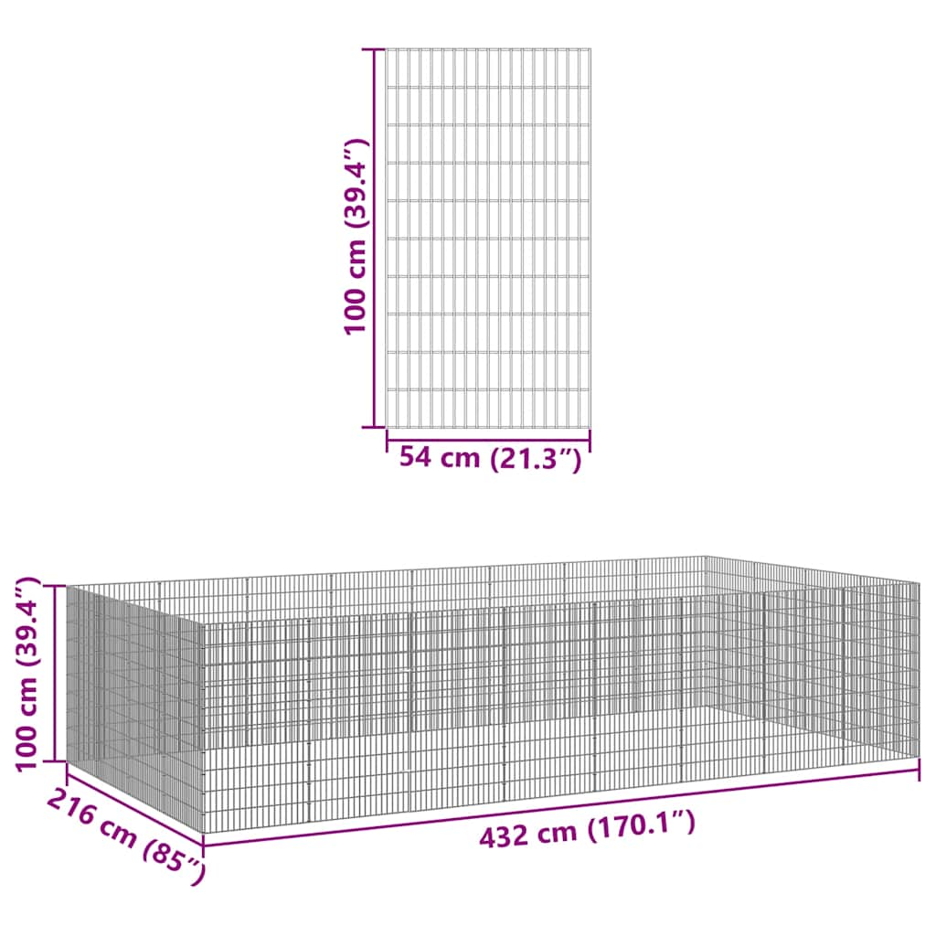 Freilaufgehege 24-teilig 54x100 cm Verzinktes Eisen