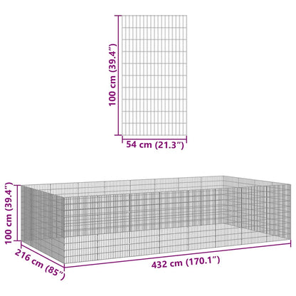 Freilaufgehege 24-teilig 54x100 cm Verzinktes Eisen