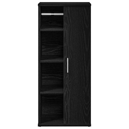 Badezimmerschrank mit Rollenhalter Schwarz 39x22x90 cm