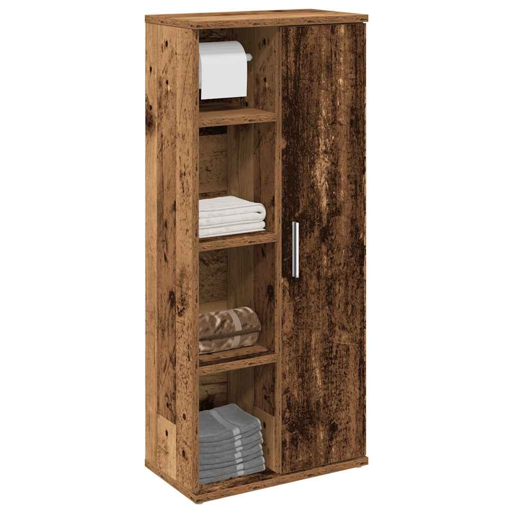 Badezimmerschrank mit Rollenhalter Altholz-Optik 39x22x90 cm