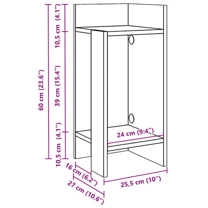 Beistelltisch mit Ablage Weiß 25,5x27x60 cm