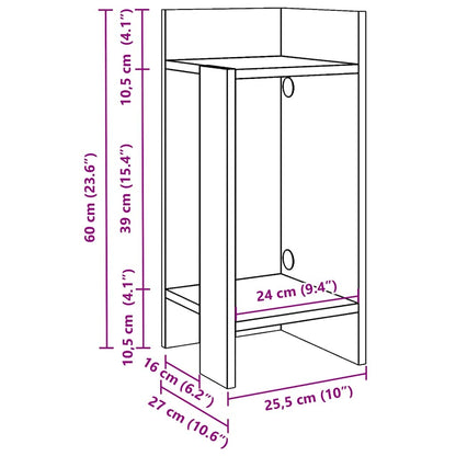 Beistelltisch mit Ablage Schwarz 25,5x27x60 cm