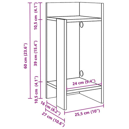 Beistelltische 2 Stk. mit Ablage Betongrau 25,5x27x60 cm