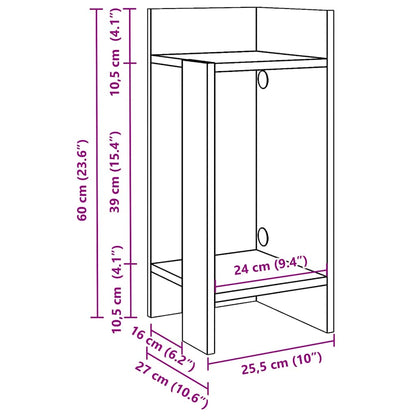 Beistelltische 2Stk. mit Ablage Braun Eichen-Optik 25,5x27x60cm