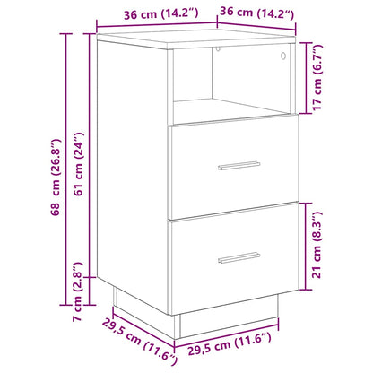 Nachttisch mit 2 Schubladen Altholz-Optik 36x36x68 cm