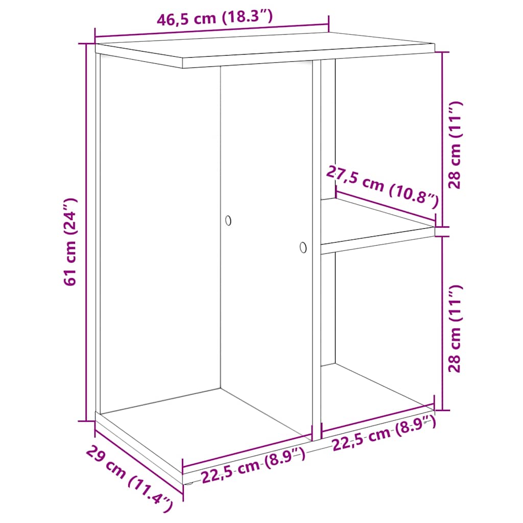 Nachttisch Braun Eichen-Optik 46,5x29x61 cm Holzwerkstoff