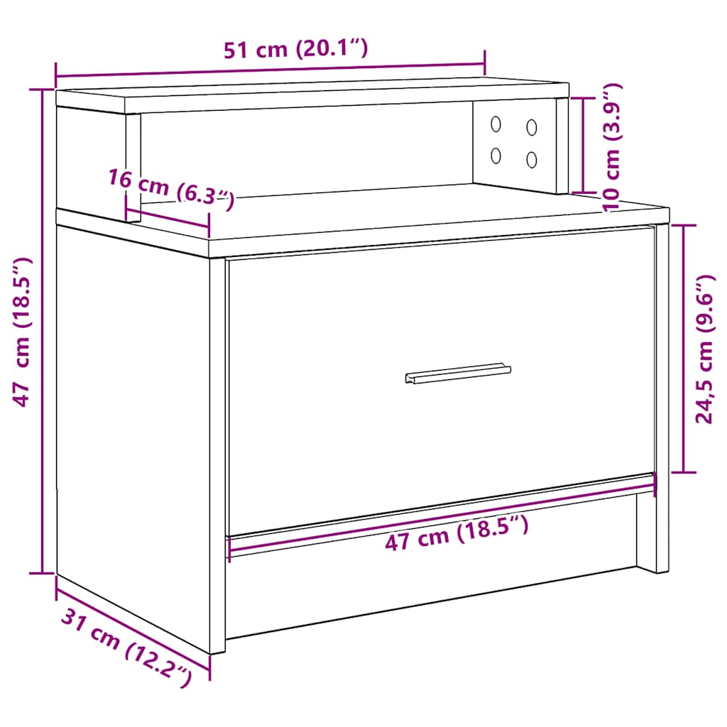 Nachttisch mit Schublade Sonoma-Eiche 51x31x47 cm