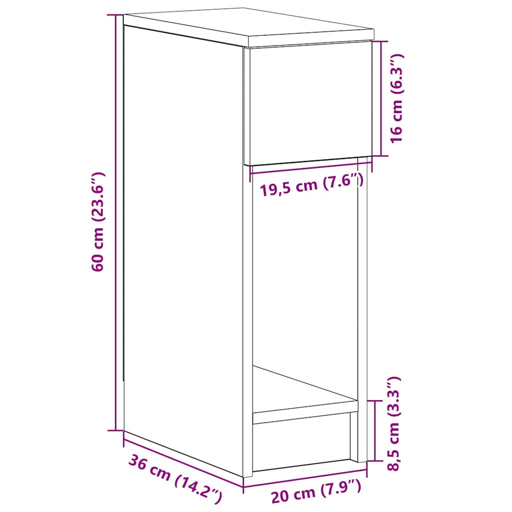 Nachttisch mit Schublade Sonoma-Eiche 20x36x60 cm