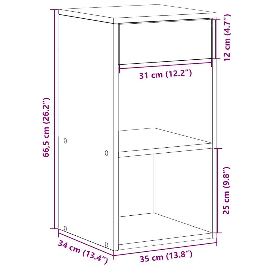 Nachttisch mit Schublade Schwarz Eichen-Optik 35x34x66,5 cm