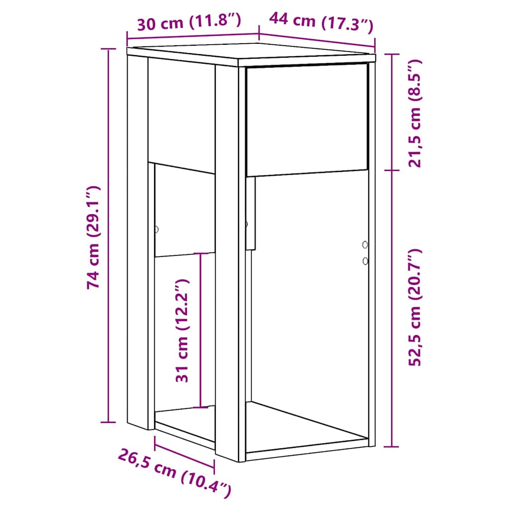 Computerschrank mit Schublade Schwarz 30x44x74 cm