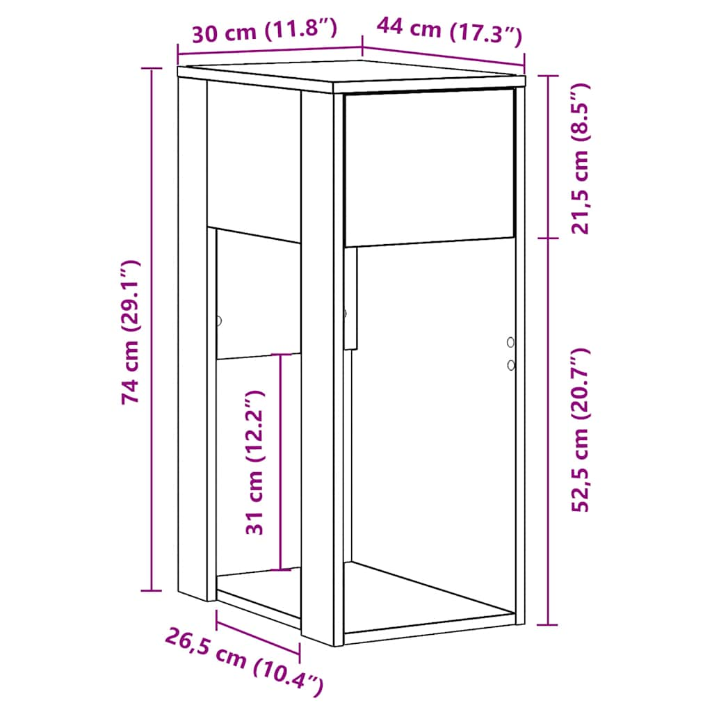 Computerschrank mit Schublade Braun Eichen-Optik 30x44x74 cm