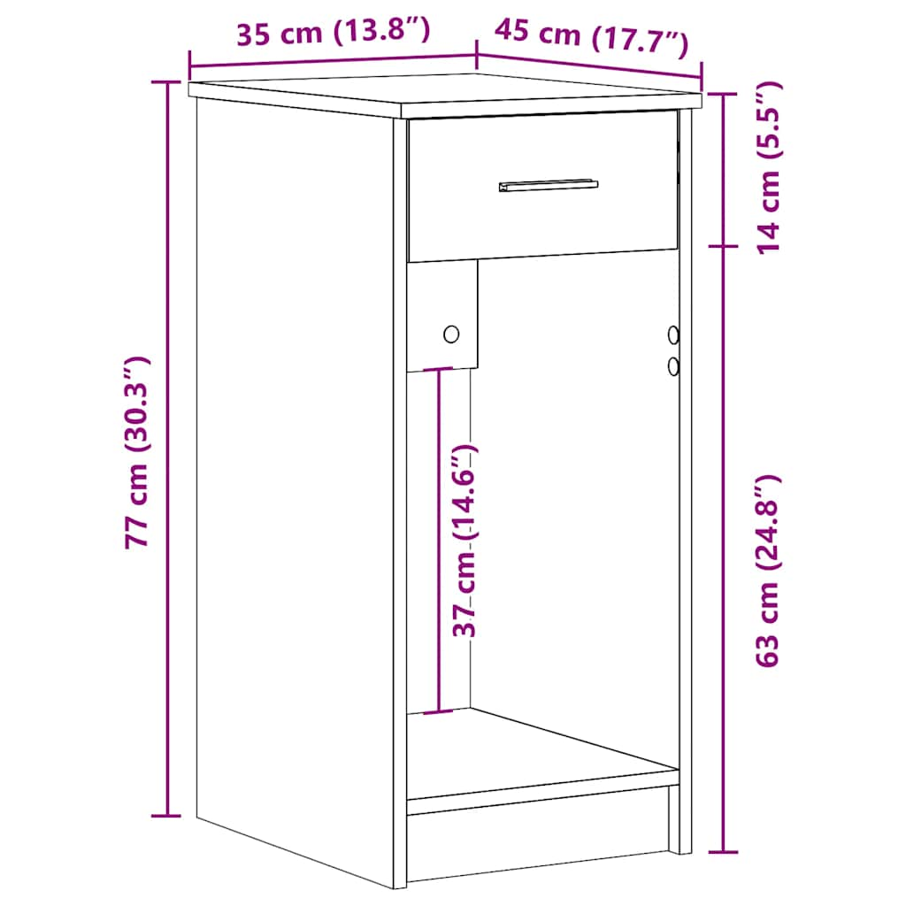 Computerschrank mit Schublade Weiß 35x45x77 cm