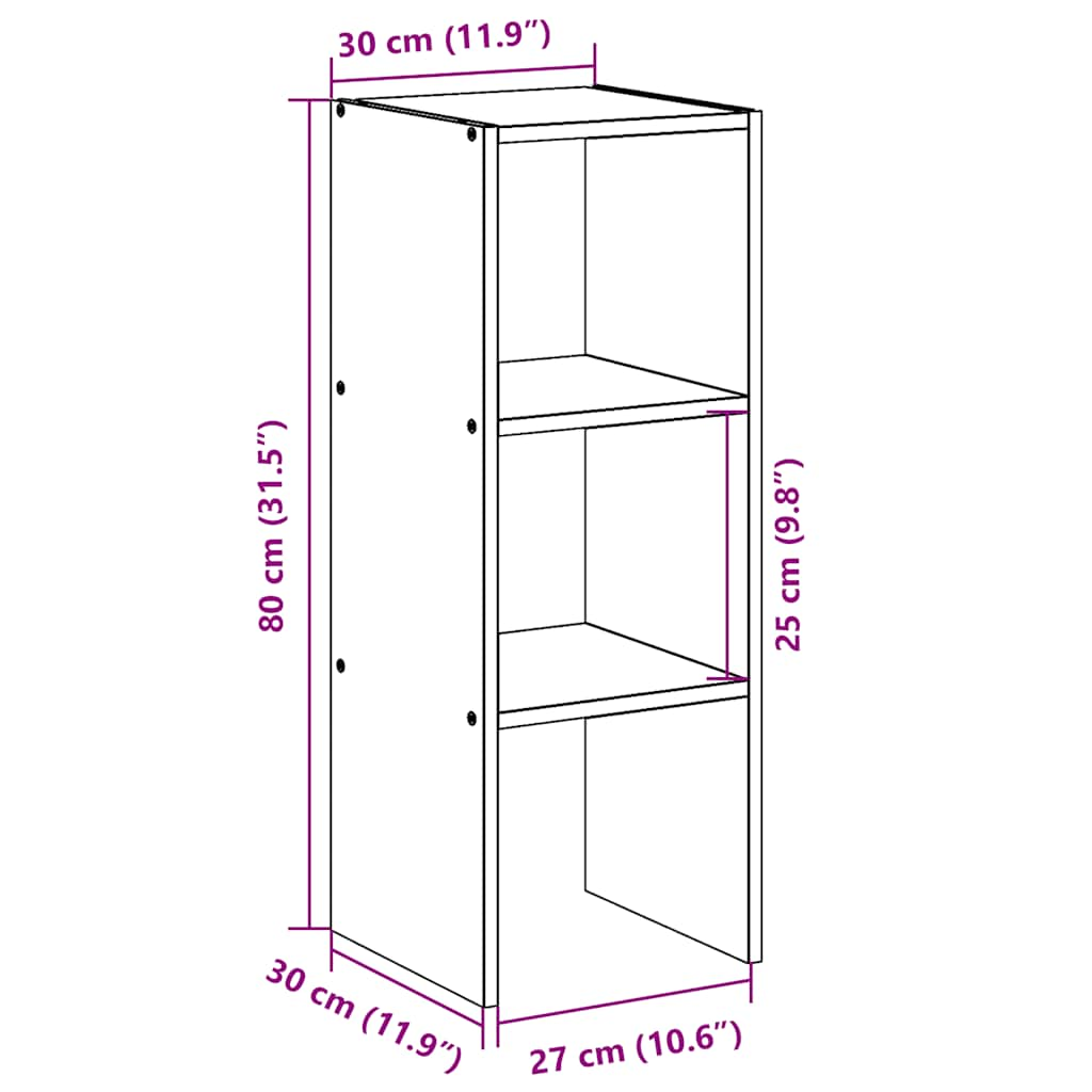 Bücherregal Stapelbar Weiß 30x30x80 cm Holzwerkstoff