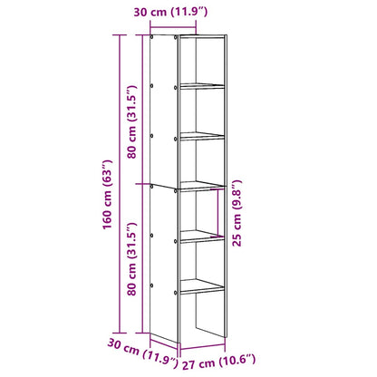 Bücherregale 2 Stk. Stapelbar Weiß 30x30x80 cm Holzwerkstoff