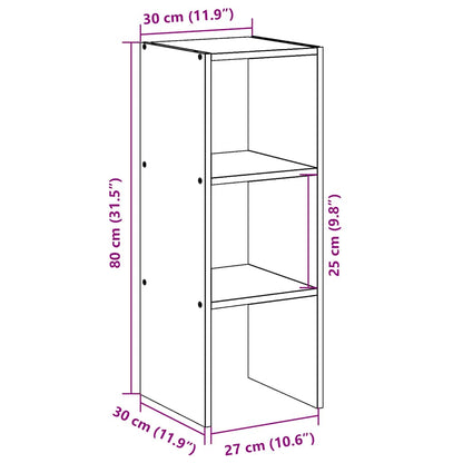 Bücherregal Stapelbar Betongrau 30x30x80 cm Holzwerkstoff