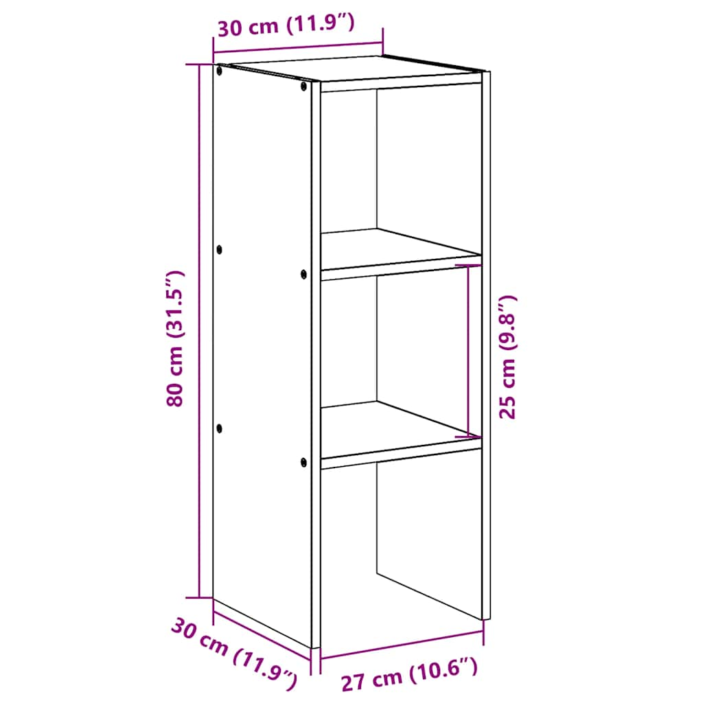 Bücherregal Stapelbar Räuchereiche 30x30x80 cm Holzwerkstoff