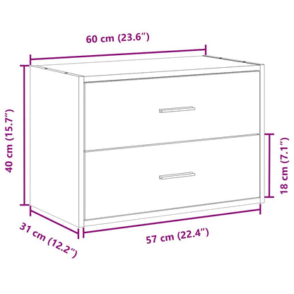 Schrank mit 2 Schubladen Weiß 60x31x40 cm Holzwerkstoff