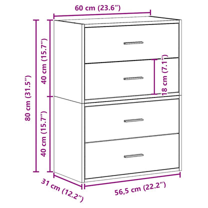 Schränke mit 2 Schubladen 2 Stk. Braun Eichen-Optik 60x31x40 cm