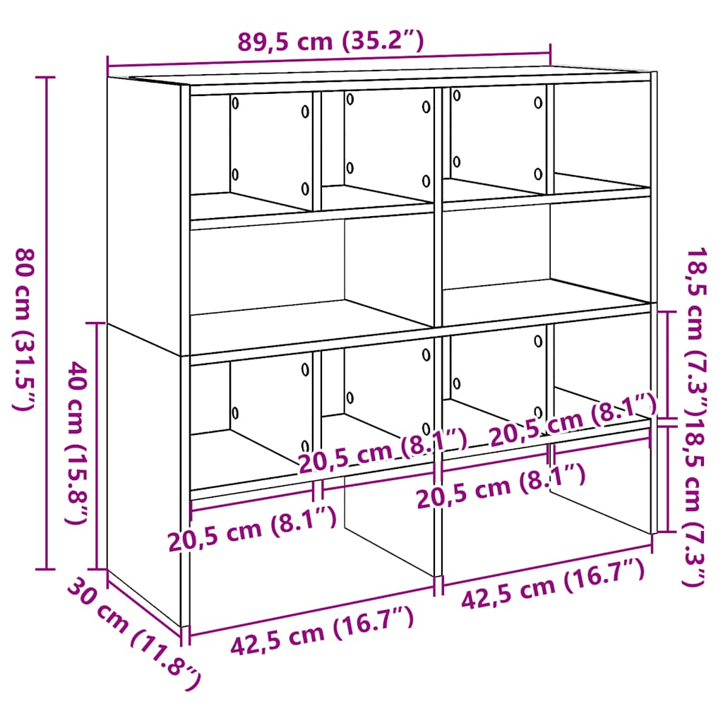 Schuhregale 2 Stk. Stapelbar Braun Eichen-Optik 89,5x30x40 cm