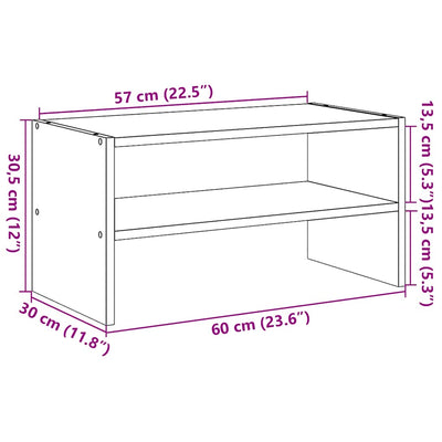 Schuhregal Stapelbar Weiß 60x30x30,5 cm