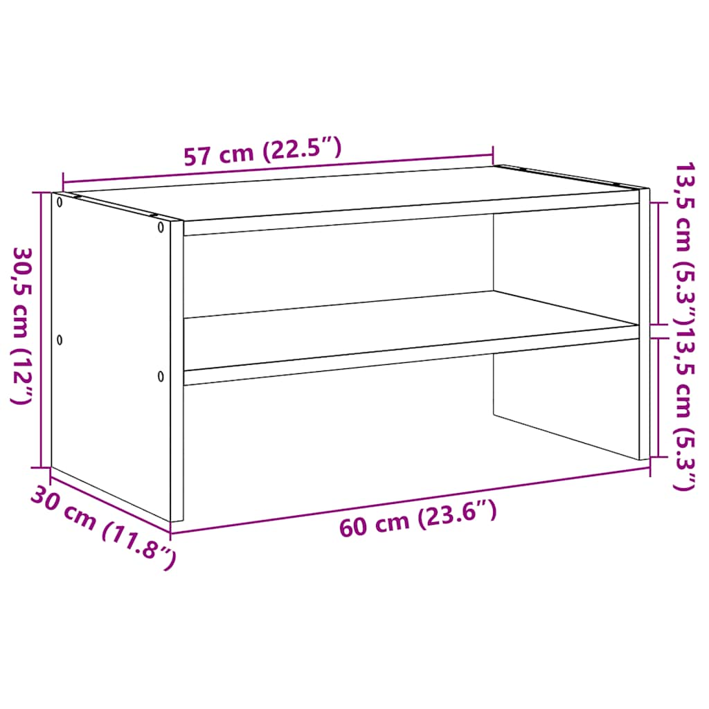 Schuhregal Stapelbar Braun Eichen-Optik 60x30x30,5 cm