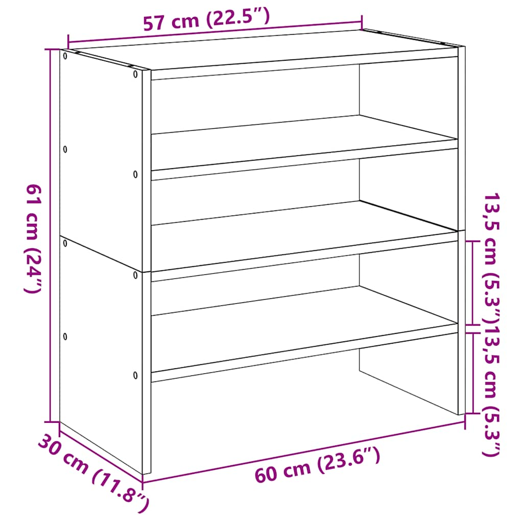 Schuhregale 2 Stk. Stapelbar Sonoma-Eiche 60x30x30,5 cm