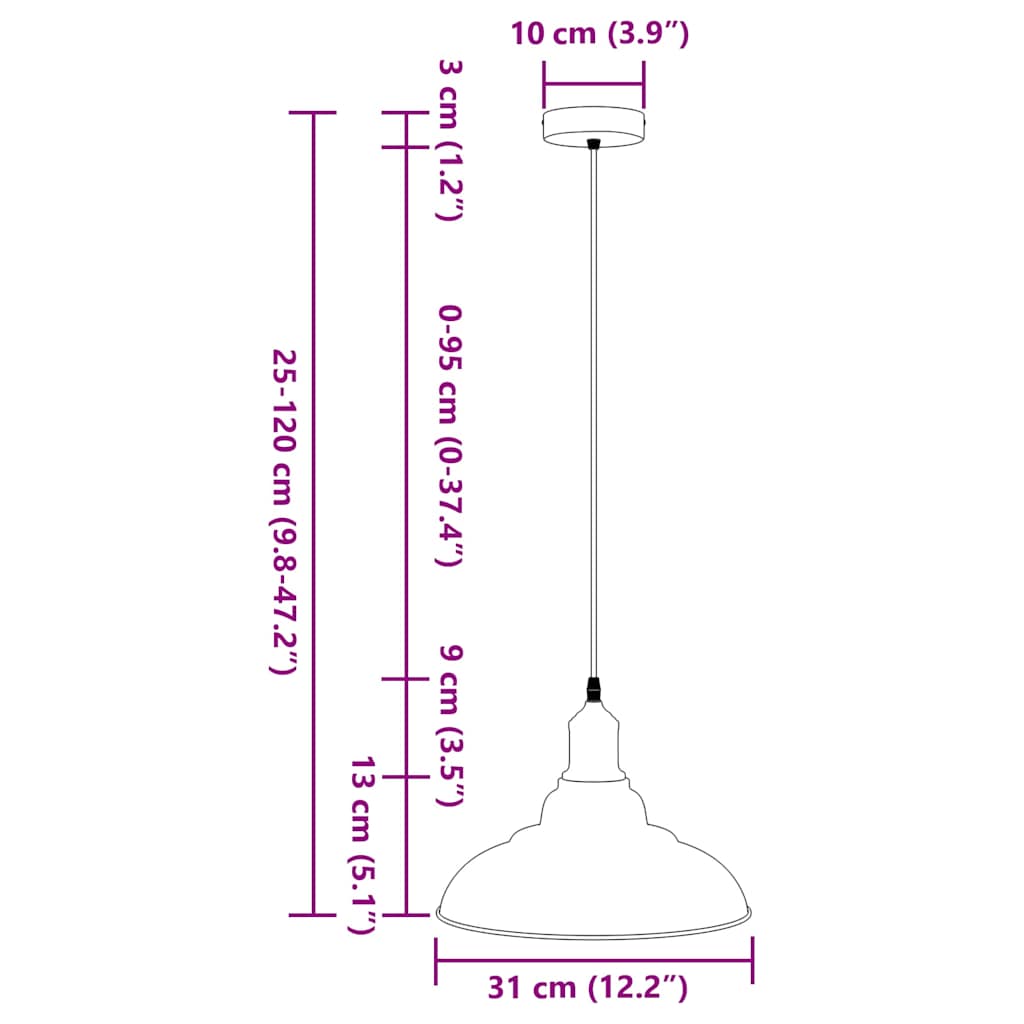 Pendelleuchte Höhenverstellbar E27 Grau Glänzend Ø 31 cm Metall