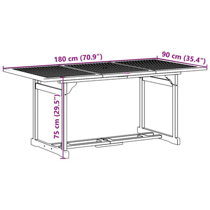 7-tlg. Garten-Essgruppe 180x90x75 cm Massivholz Akazie